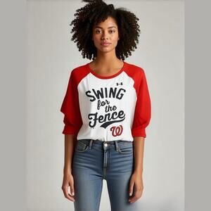 Under Armour MLB Washington Nationals Raglan T-shirt Red Swing for the Fence XL